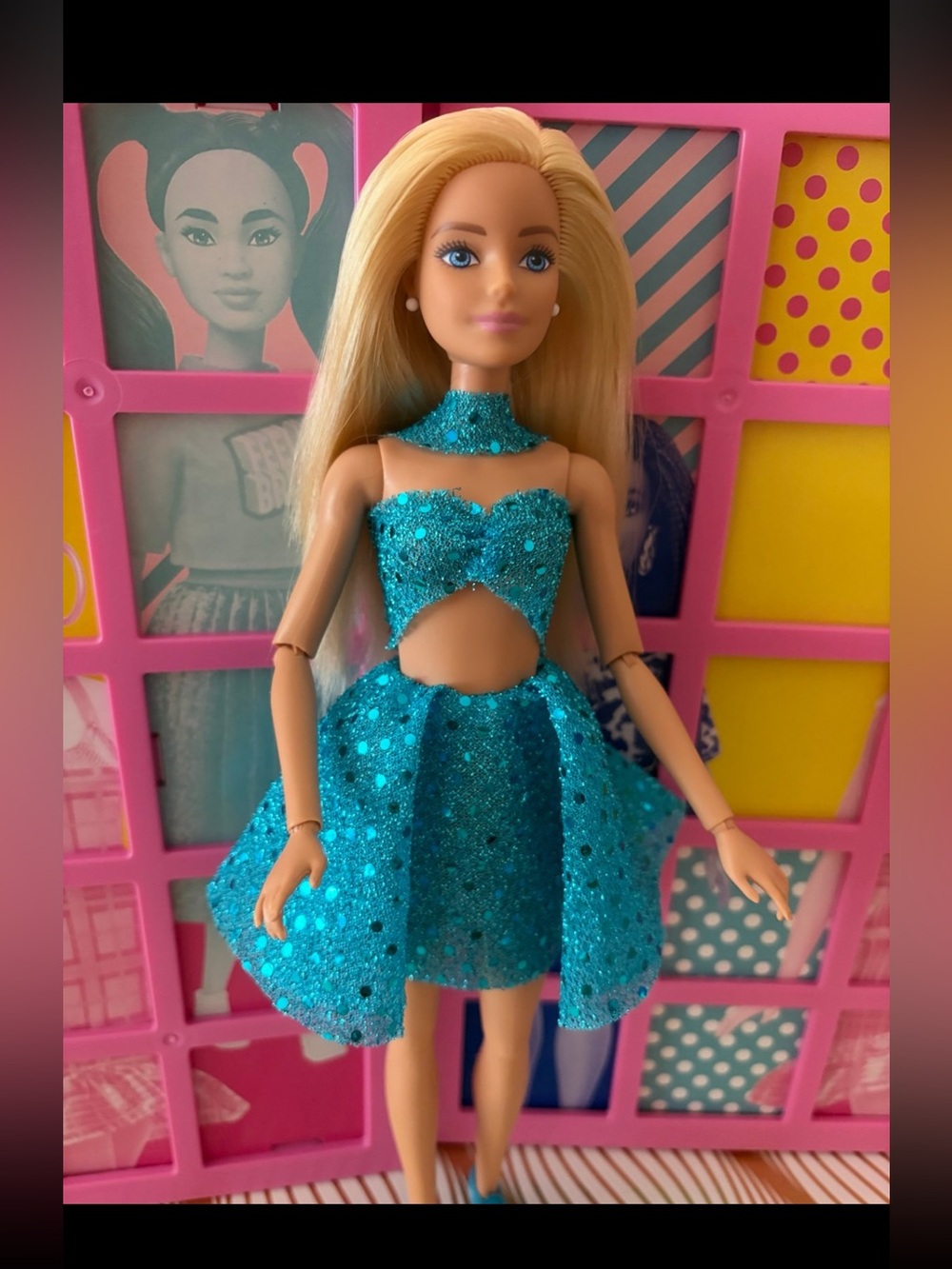 Barbie Sparkling Teal Cutout Party Dress